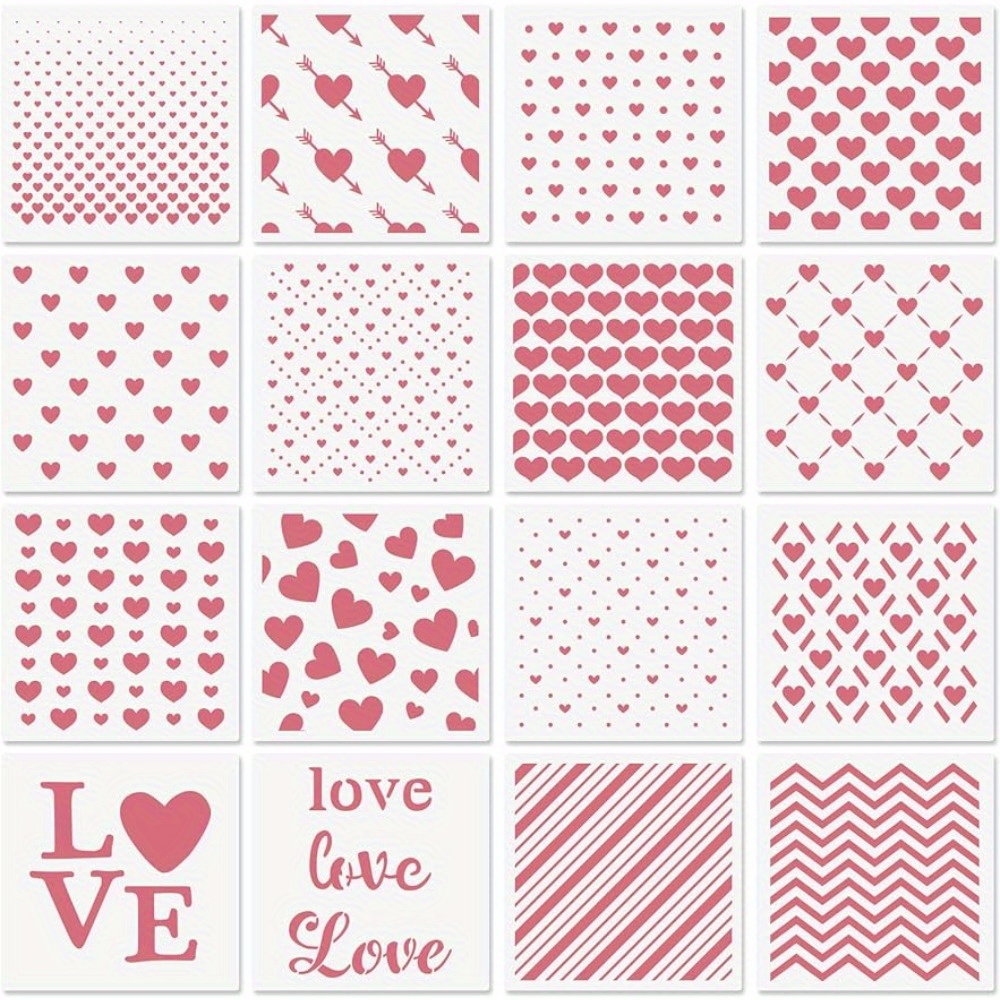 Love Hearts Stencil (Size 5W x 5H) Reusable Stencils for Painting - Best Quality Scrapbooking Valentines Idea - Use on Walls, Floors, Fabrics, Glass