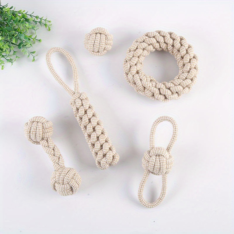 

1pc Teeth Cleaning Braided Sisal Rope Knot Pet Toy, Dog Chew Durable Toy For Cat And Dog Teeth Cleaning Supply
