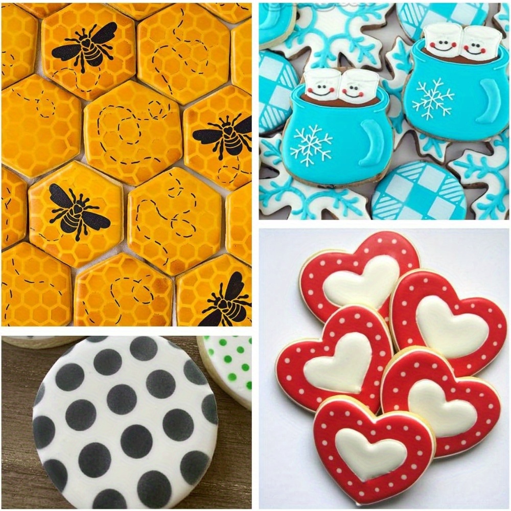 16 Pcs 5.5x5.5in Cookie Stencil Baking Stencils for Royal Icing Cookies,  Airbrush Cookies; Sugar Cookie Stencils,Craft Painting Stencil, Stencil  Genie