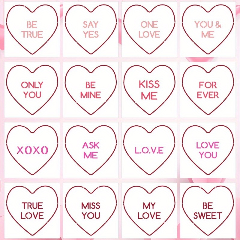 Valentine's Day Theme Stencils Reusable Inspirational Words - Temu