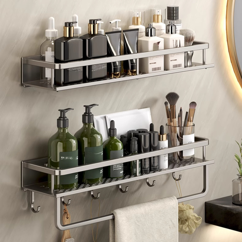 1pc Bathroom Storage Shelf Over Toilet, 3 Tiers Bathroom Wall Hanging  Shower Supplies Organizer Rack With Towe Rod, Seasoning Bottle Organizer  Rack, H