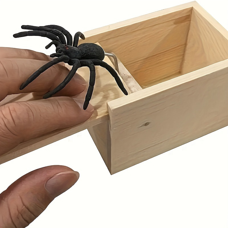 Boîte à farce en bois blague pratique maison bureau effrayer boîte à jouets farce  araignée enfants parents ami drôle jouer cadeau boîte surprenante