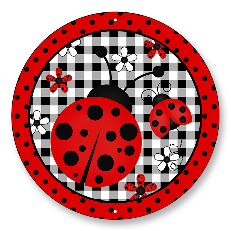 

1pc 8x8inch Aluminum Metal Sign Lady Bug Sign, Wreath Attachment, Summer Decoration