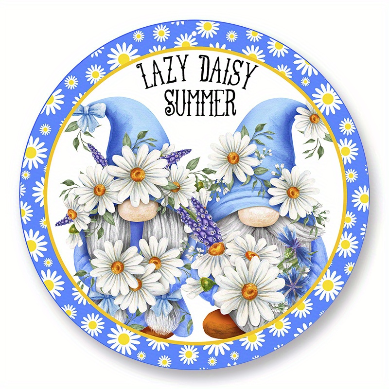 

1pc 8x8inch Aluminum Metal Sign Lazy Daisy Summer Wreath Sign, Signs For Wreaths