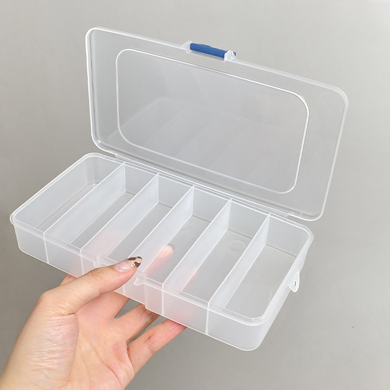 Image of 1pc 6 Grids Transparent Storage Case, Dustproof Jewelry Storage Box, Storage Box For Jewelry Hair Accessories And Small Items, Portable Storage Organizer