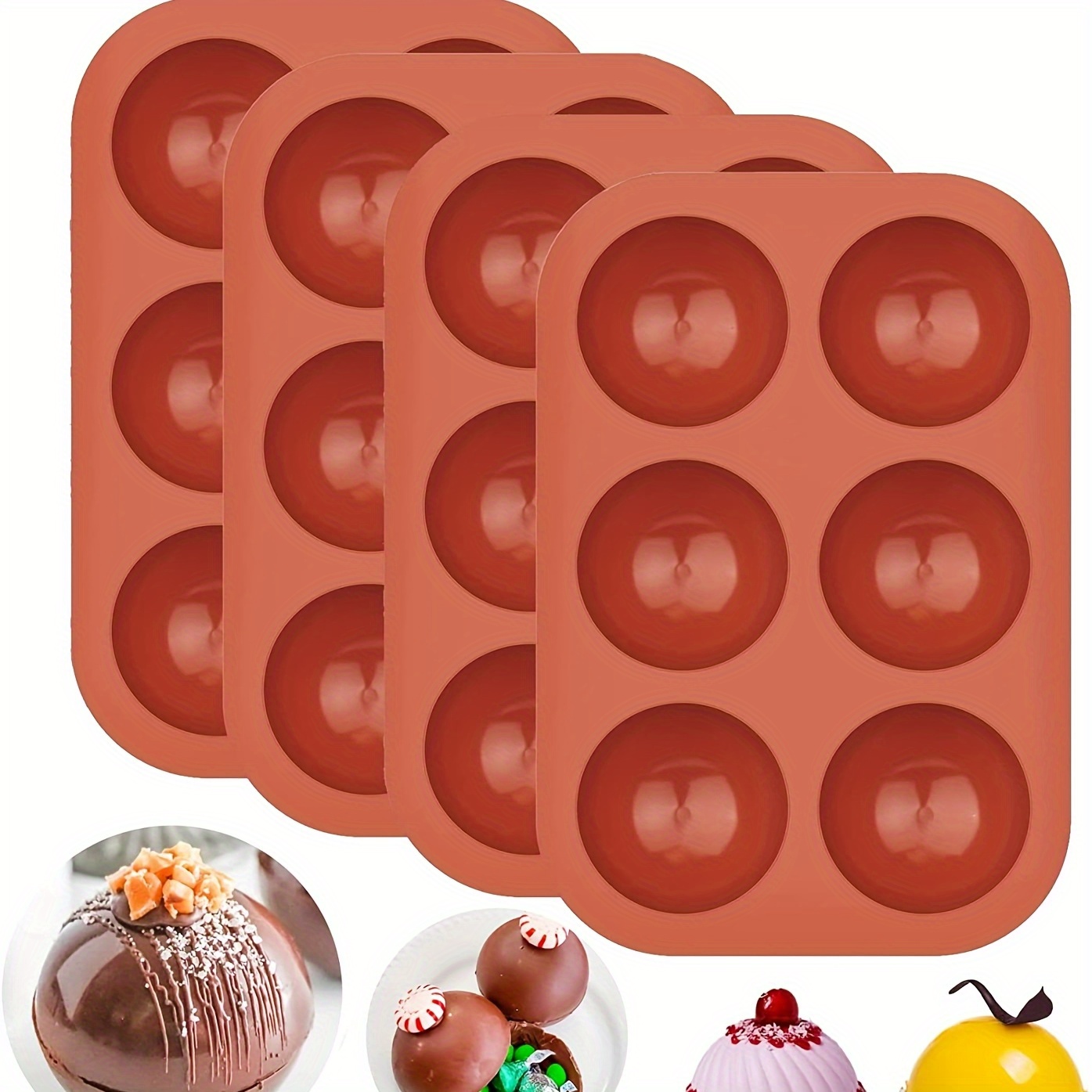 

1pc Silicone Chocolate Mold For Hot Chocolate Bombs - 6 Cavity Dome Shaped Jelly Molds For Making Cocoa Balls, Pudding And Ice Cream