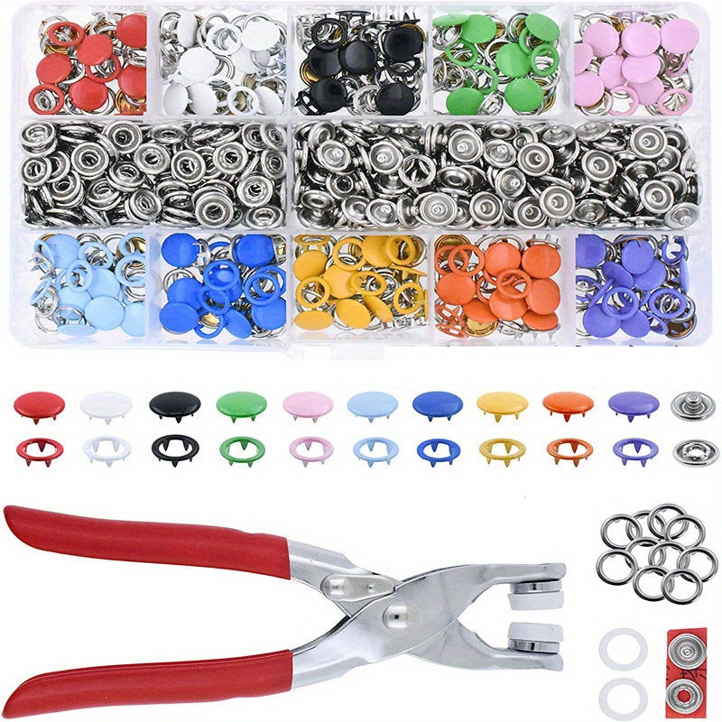 Ozoffer 1500xPress Stud Set Snap Kits Plastic Craft Buttons T5 Snaps  Fastener Plier Tool