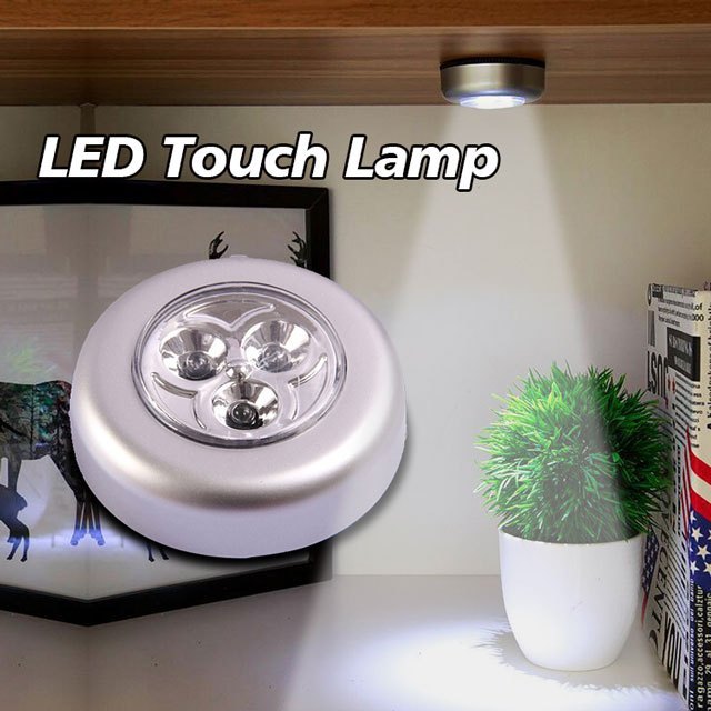 2pcs touch patting sensor lamps   aa battery without battery closet under cabinet lamp kitchen wall car led night lights details 1