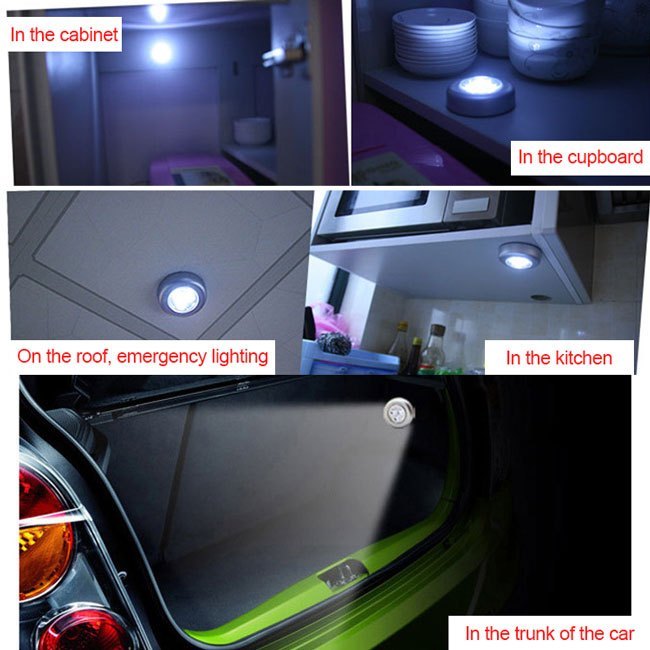 2pcs touch patting sensor lamps   aa battery without battery closet under cabinet lamp kitchen wall car led night lights details 3