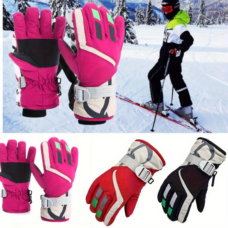 Children's Waterproof Gloves, Winter Warm Keeping Gloves for Boys & Girls, Sports Gloves for Riding & Skiing, Suitable for 8-14 Years Old Kids,Temu