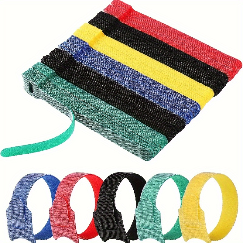Organize Your Cables with 60PCS Reusable Fastening Velcro Cable Ties - 6  Inch Cable Management Ties in 6 Colors, Adjustable Cord Ties with Hook and