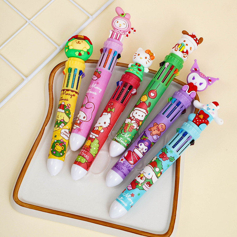 Cartoon Family 6 Pcs Cute 10 Colors Ballpoint Pens, Hello Kitty