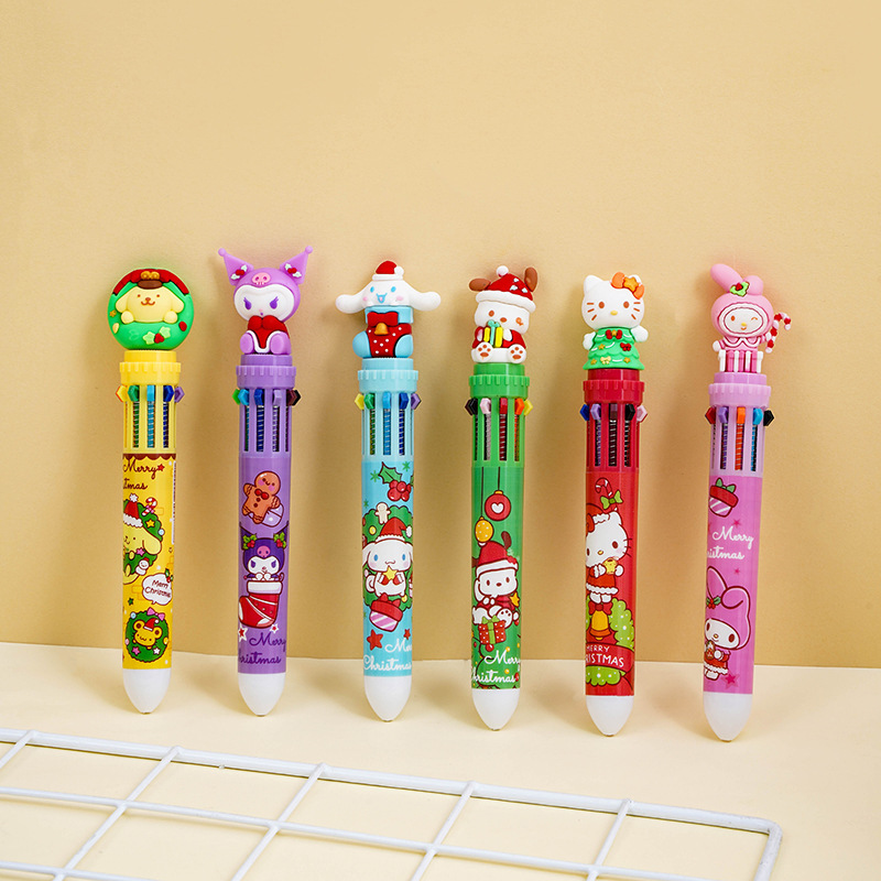 Sanrio 6 Color Ballpoint Pen w/ Roller Stamp - Craze Fashion