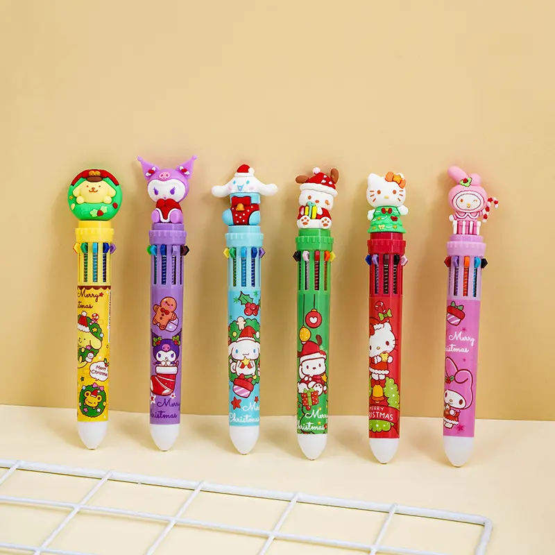 Cartoon Family 6 Pcs Cute 10 Colors Ballpoint Pens, Hello Kitty