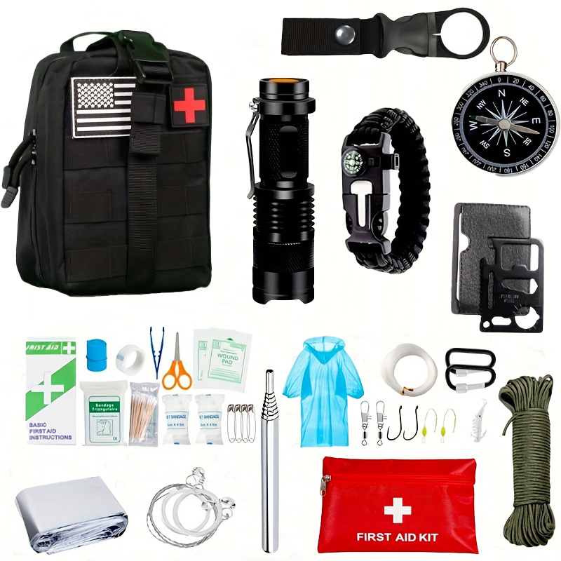  Blue Survival Kit 215 PCS Emergency Survival Kit, Camping Gear  Complete Set of First Aid Kit and Multitool Emergency Supplies with  Backpack - Survival Gear and Equipment for Hiking Camping and