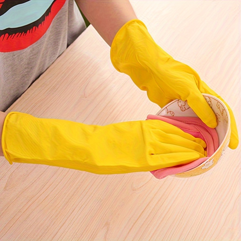 Paquete de 3 guantes de limpieza amarillos, guantes profesionales de látex  de caucho natural Zhivalor Limpieza y Botes de Basura
