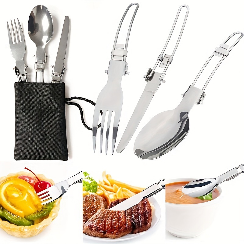 3pcs/set Stainless Steel Dinner Set cubiertos port til Travel Camping  Cutlery Tableware Set Dinnerware farm party Case Kit