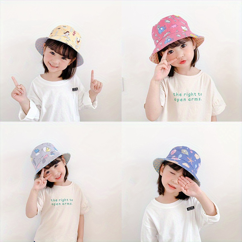 Kids Floral Bucket Hat Breathable Drawstring Cape Hat - Temu Canada