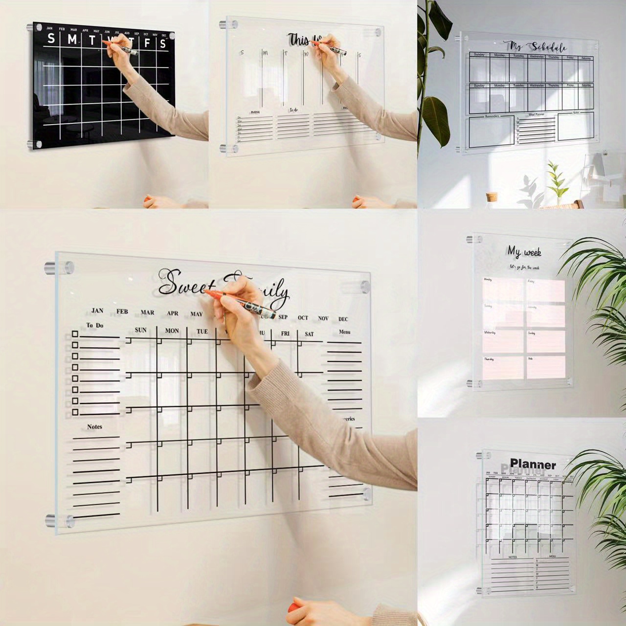 1 pièce Acrylique Bureau Hebdomadaire plan Note Babillard , Effaçable  transparent Bloc-notes Panneau D'Affichage, Mode en ligne