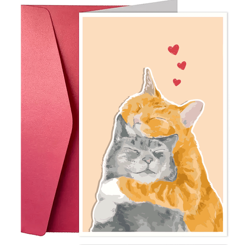 

A Fun And Creative Valentine's Day Card Cats Cuddling Anniversary Card, Valentines Day Card For Him Her, Lovely Mother's Day Father's Day Card Eid Al-adha Mubarak