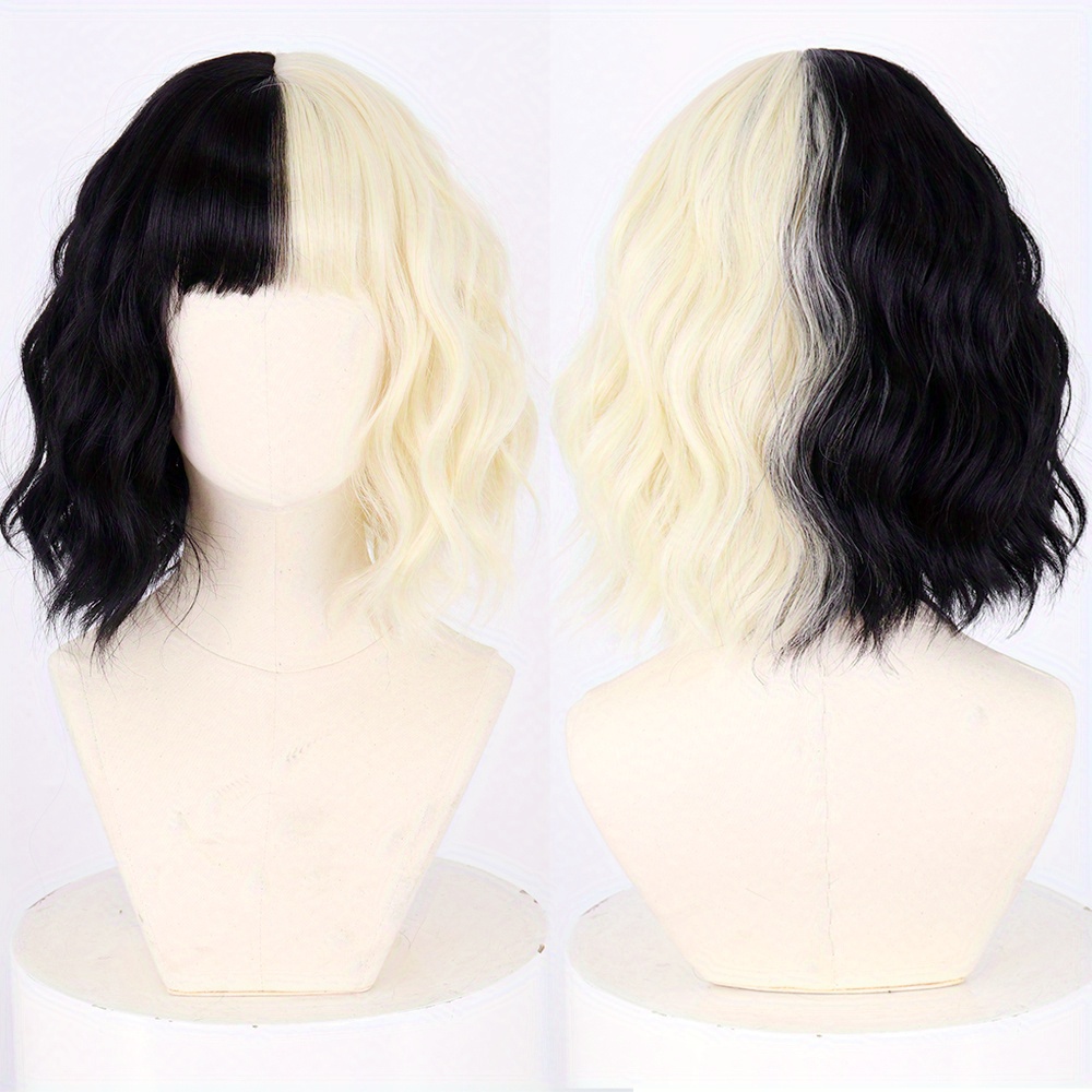 half blonde half black bob
