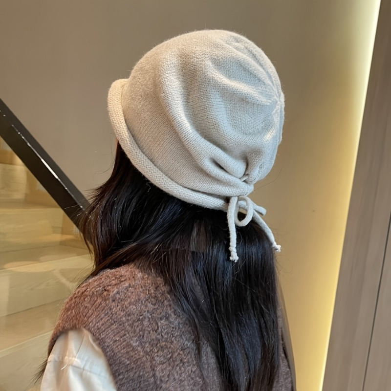 Solid Color Textured Twist Knitted Hat Neck Cover Ear - Temu