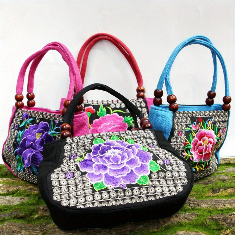 Ethnic Embroidered Purse Shoulder Strap Flower Crochet - Temu
