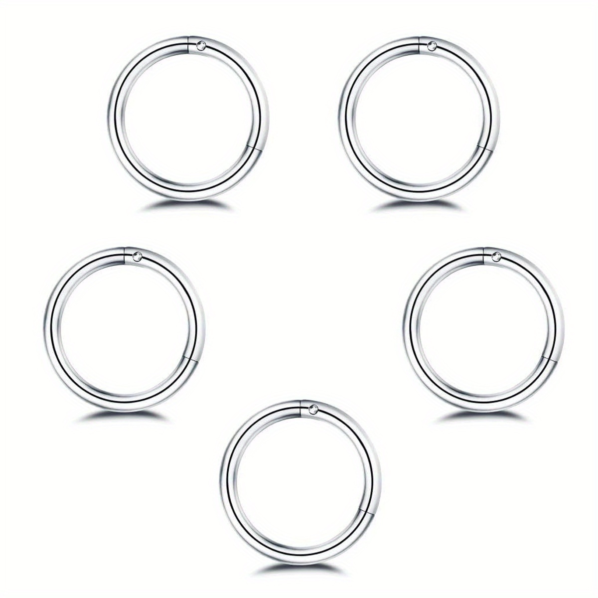 5pcs Stainless Steel Hoop Earrings for Men, Septum Hinged Clicker Nose Lip Ring, Helix Cartilage Tragus Piercing Hoop Earrings,Temu