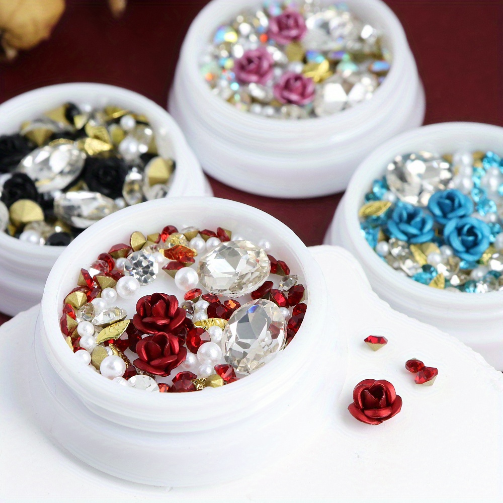 

1pc 3d Resin Accessories Rose Mixed Flower Leaf Pearl Big Rhinestones Charms Design For Resin Mold Fillings Diy Crafts Jewelry Making Luxury Decor