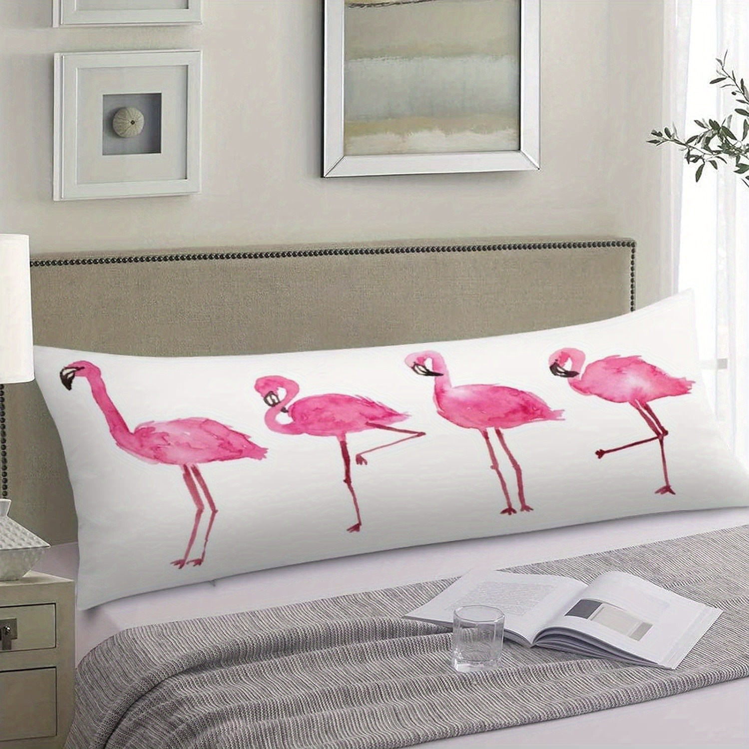 

1pc Flamingos Long Decorative Rectangle For Bedding, , Sofa, No