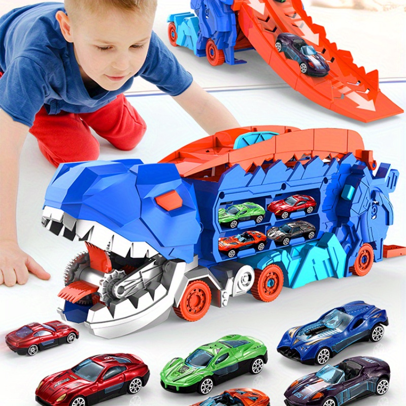 

Dinosaur Swallowing Car Transforming Ejection Sliding Track Car Puzzle Inertia Toy Car