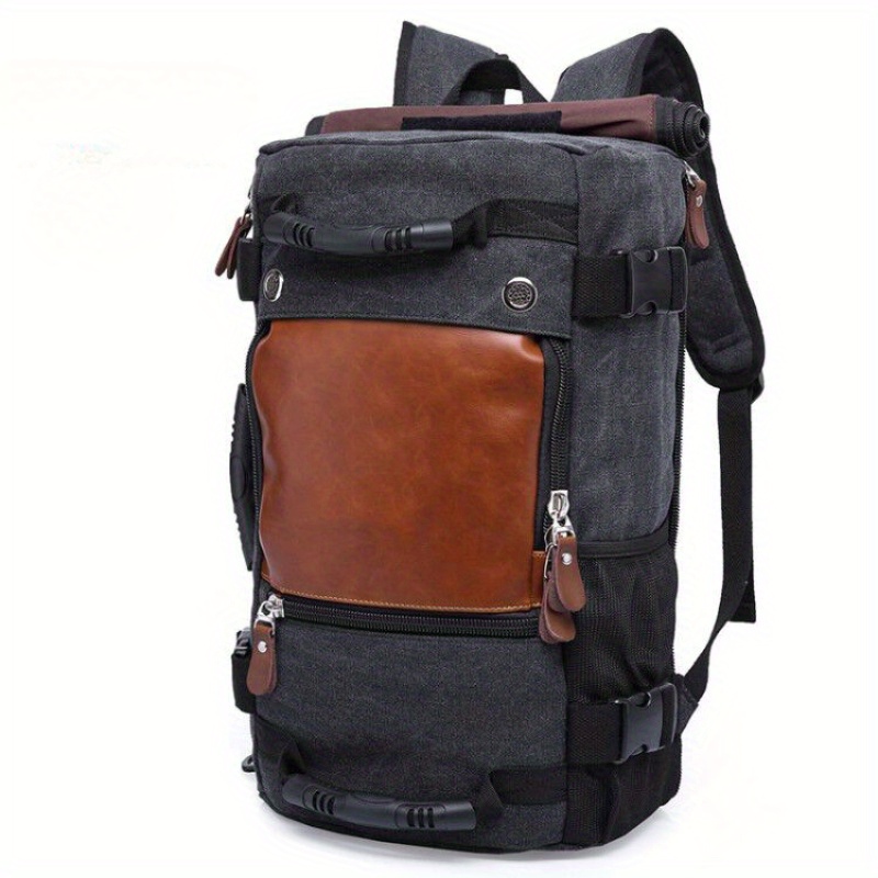 1pc Canvas Backpack, Retro Casual Large Capacity Men's Backpack, Multi Functional Travel Backpack
