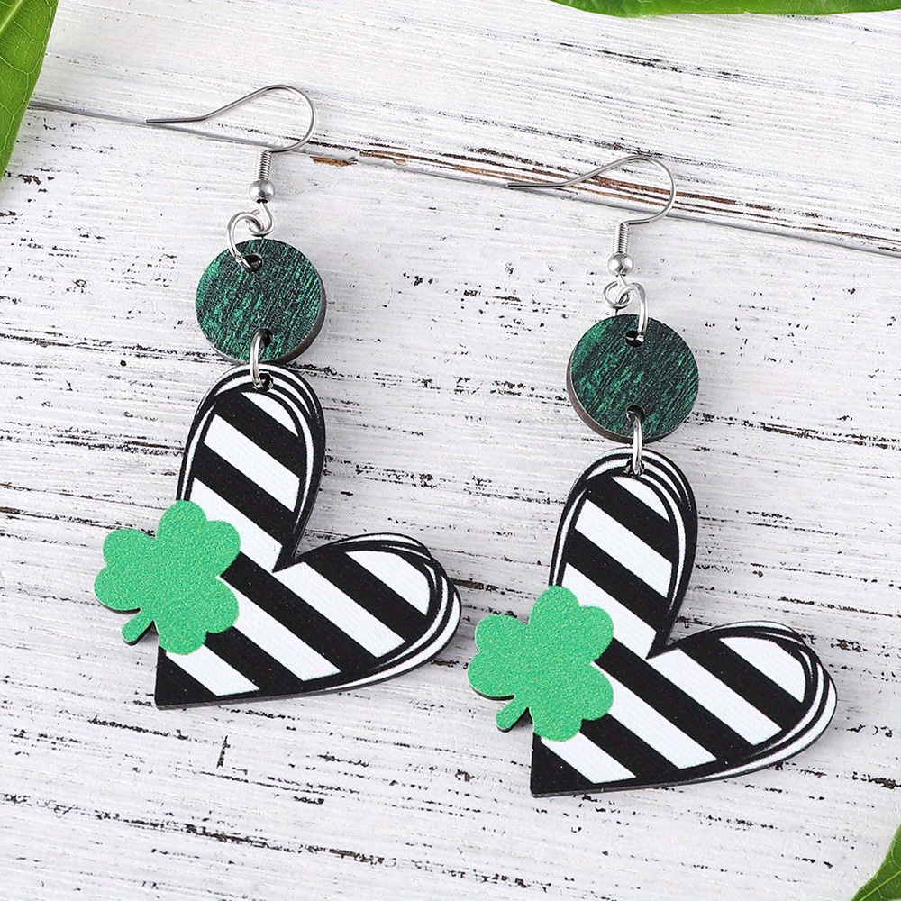 St. Patricks Day Green Jewelry Cute Earrings Cute Cartoon Pendant Earrings Green Leaf Earrings St. Patricks Day Earrings for Women, Adult Unisex, Size