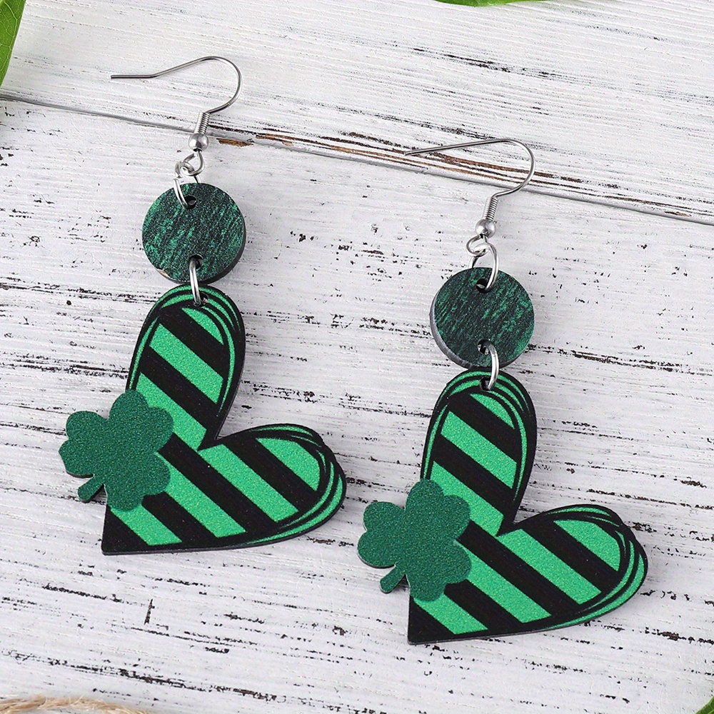 St. Patricks Day Green Jewelry Cute Earrings Cute Cartoon Pendant Earrings Green Leaf Earrings St. Patricks Day Earrings for Women, Adult Unisex, Size