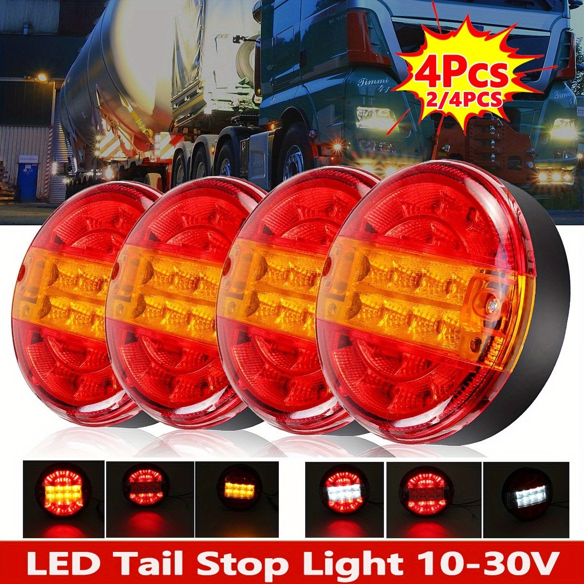 GENEMA 4pcs/set Truck Tail Lights12 LED Stop Rear Tail Brake Reversing Turn  Indiactor ATV Car truc Trailer Taillight with Mark