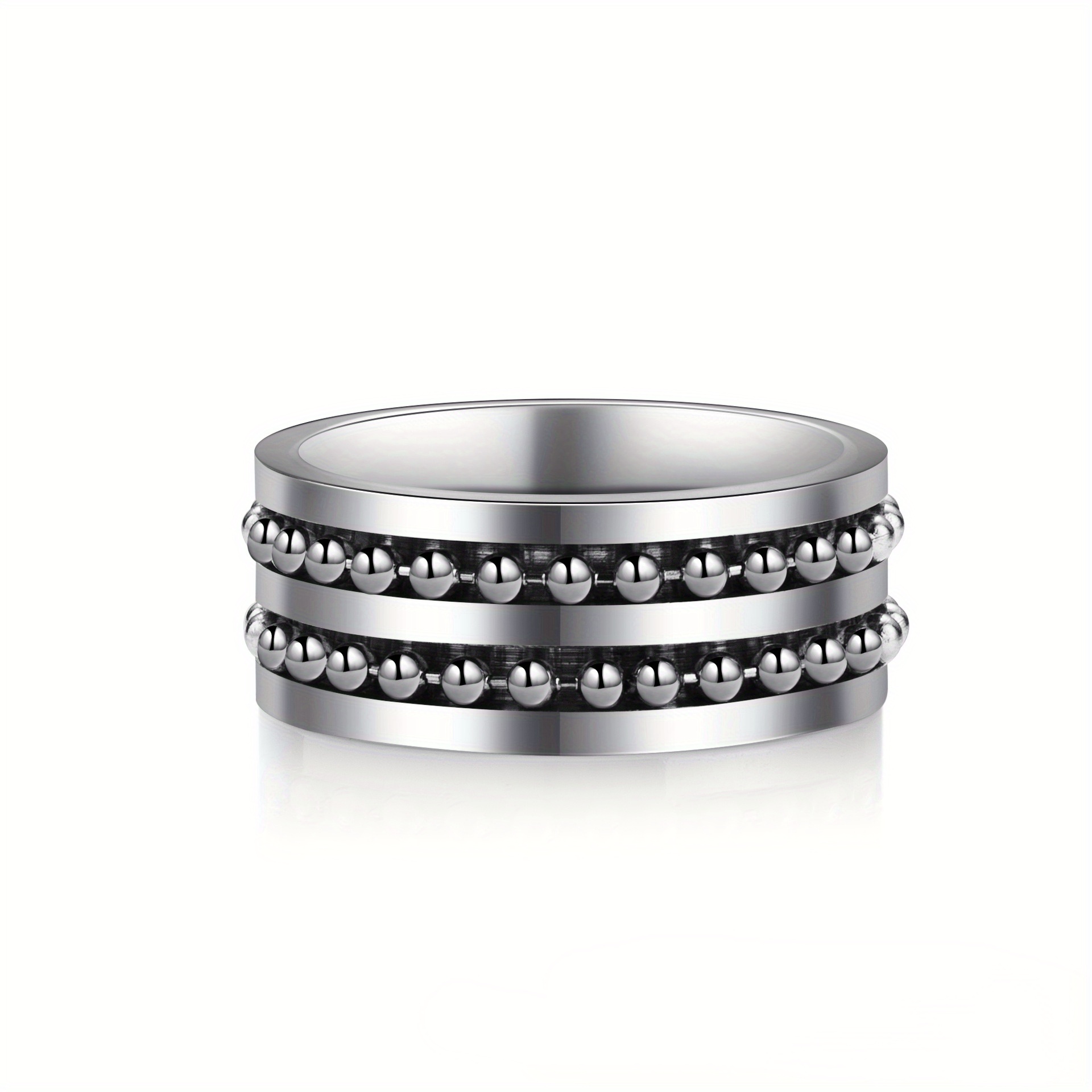 Titanium Steel Rings For Men Silvery Rotatable Rings Ideal - Temu