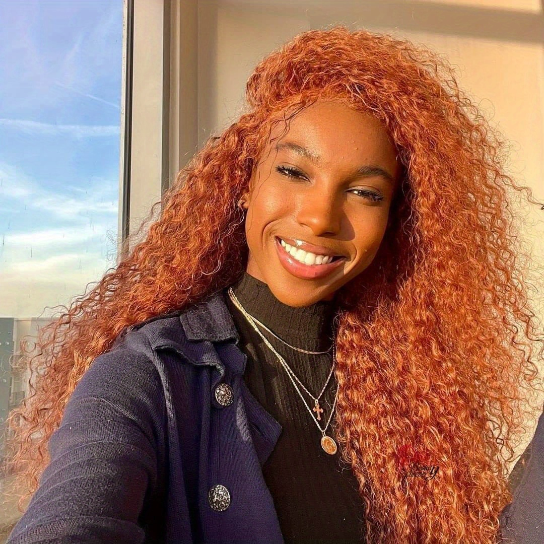 350 Lace Front Wig Man s Hair Orange Wig Man s Hair 350 HD 13x4 Deep Wave Lace Front Wig 250 Density Lace Front Wig Man s Hair Pre drawn With Baby s Hair For Women