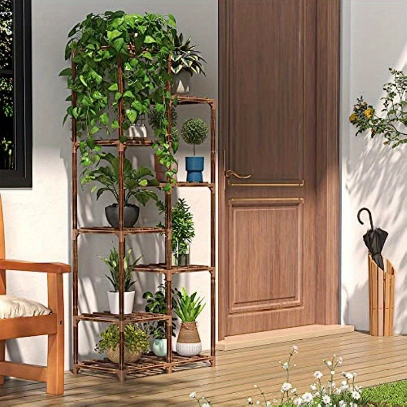 Estantería de madera de varios niveles, estantería de pie simple para el  hogar, sala de estar, balcón, soporte para plantas, organizador práctico de