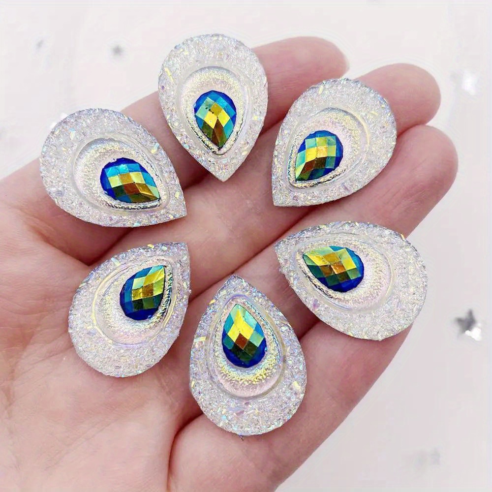 AB Resin Accessories Peacock Feathers Rhinestone Buttons 20x38mm Flat Back  For DIY Clothing Applique, Scrapbooking, And Wedding Décor From  Cambay_jewelry, $18.28