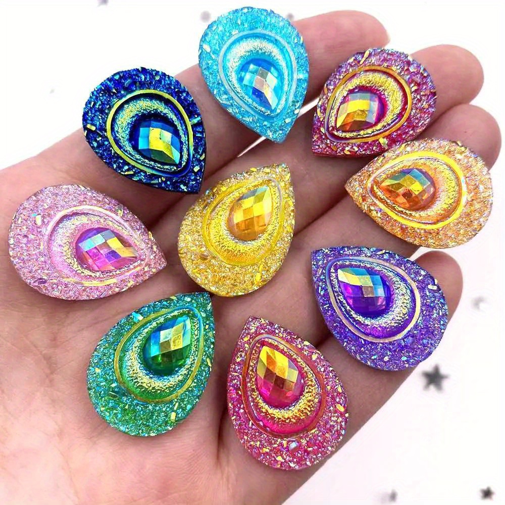 AB Resin Accessories Peacock Feathers Rhinestone Buttons 20x38mm Flat Back  For DIY Clothing Applique, Scrapbooking, And Wedding Décor From  Cambay_jewelry, $18.28