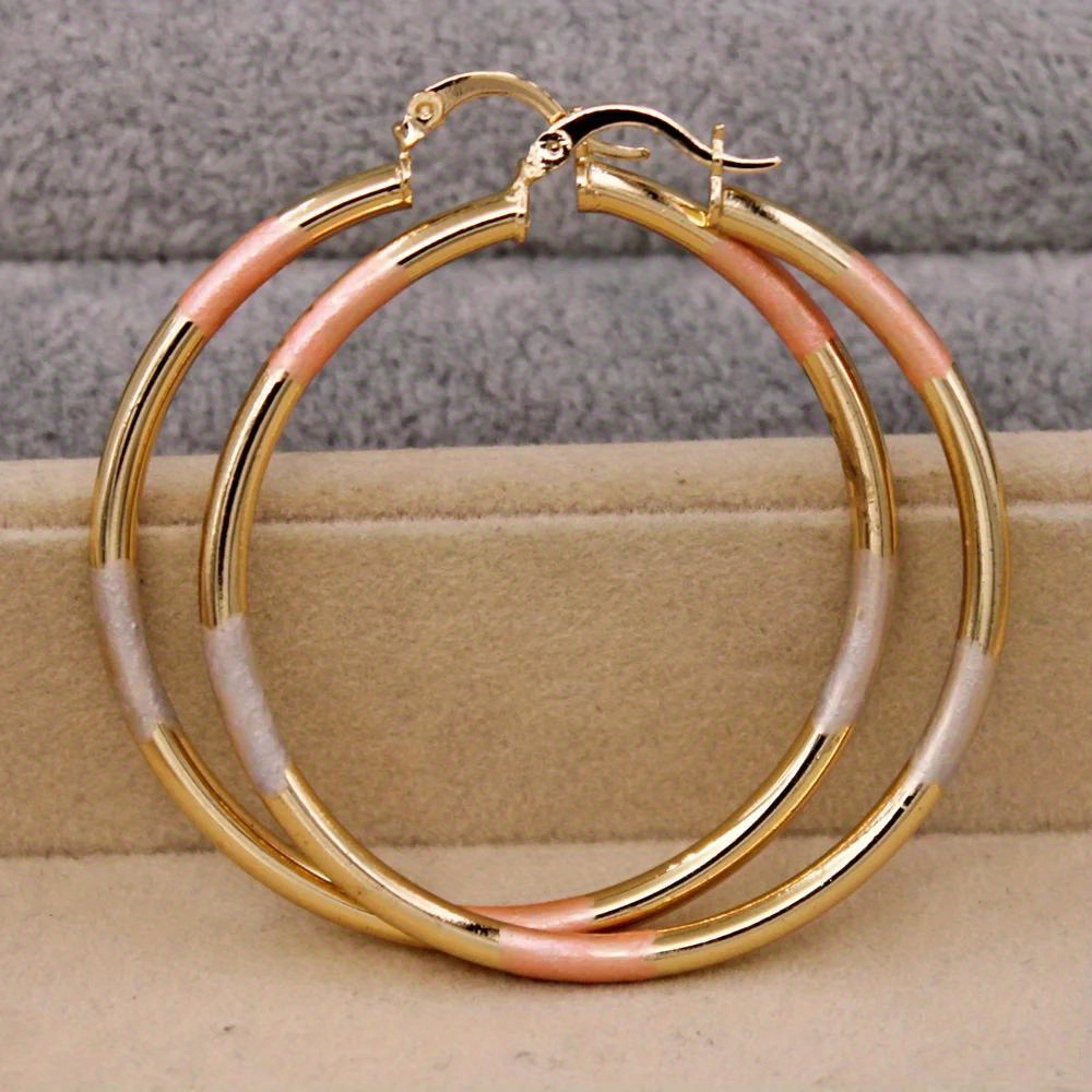 

Fashion Vintage Gorgeous Gold Plated Copper Hoop Large Earrings For Women Round Metal Color Shiny Drop Earrings Accessories Wedding Anniversary Gift Holiday Travel Matching