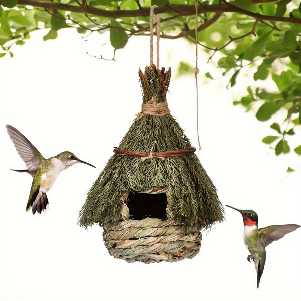 Maison de colibri à suspendre à l'extérieur, nid d'oiseau tissé à la main en