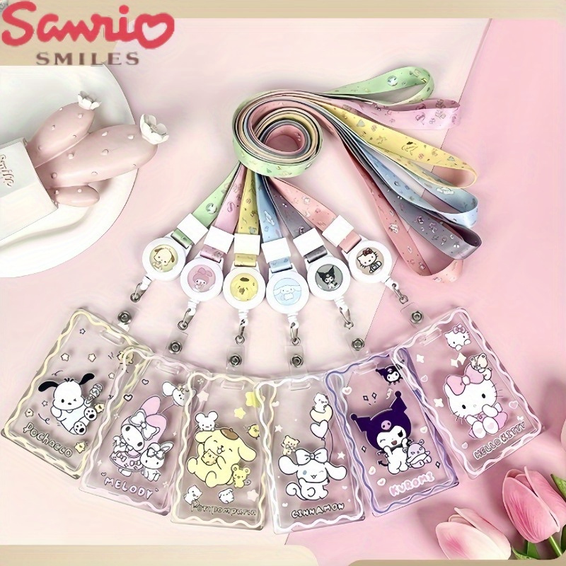 Kawaii Sanrio Hello Kitty Pink Bear Badge Reel Holder Retractable