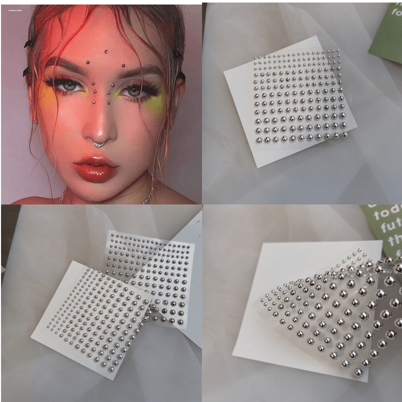 

1 Set 2 Sheets 3-4-5-6mm Silvery Rhinestone Stickers Diy Lip Nails Fashion Party Stage Performance Concert Face Eye Stickers Decoration Art Makeup Stickers