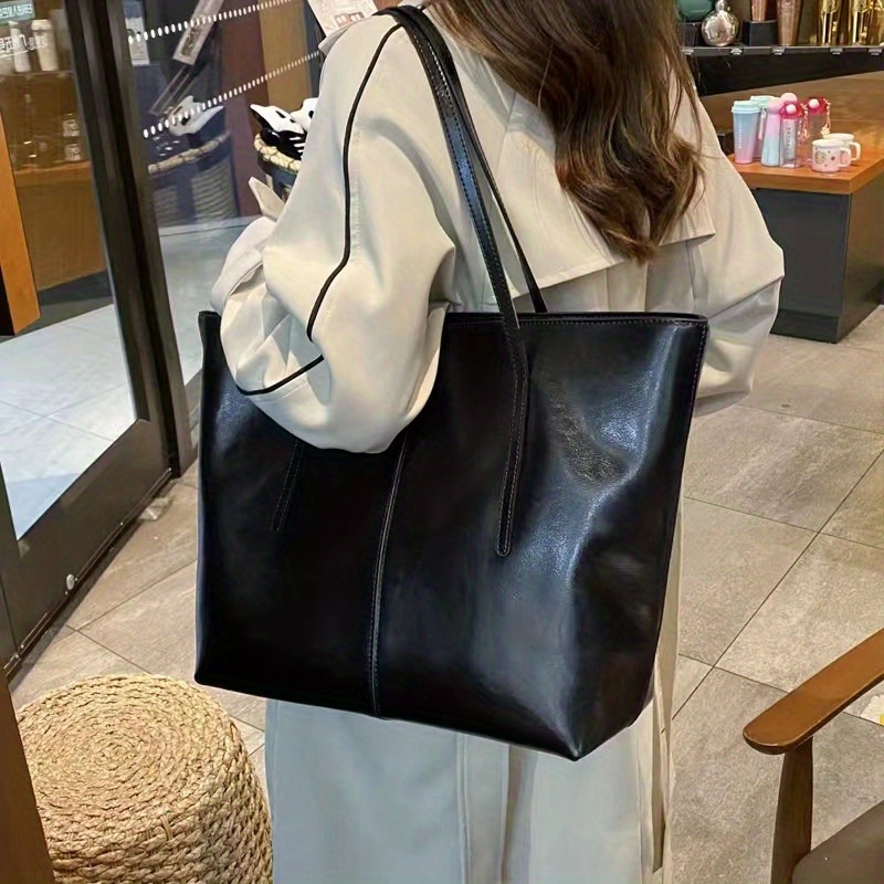 Genuine Leather Womens Bag online Fashion Commute Handbags Solid Color Tote