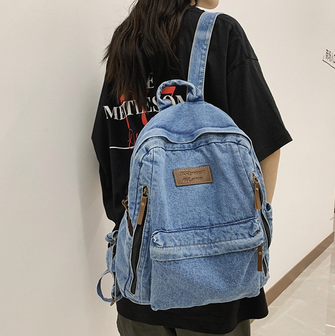 Vintage Denim Backpack Purse Preppy College School Daypack Temu