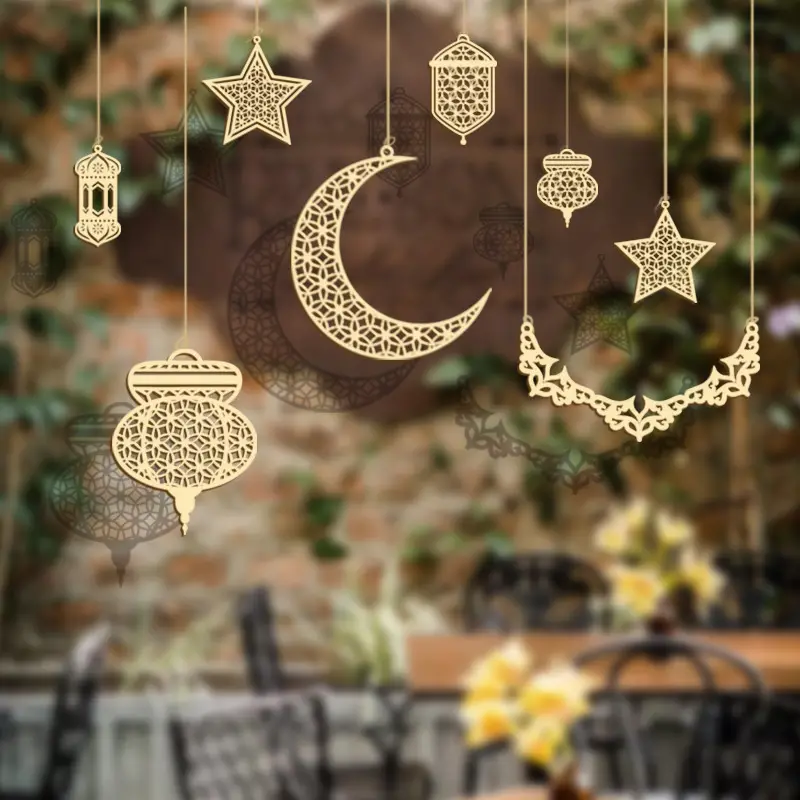 5 Pezzi Decorazioni Ramadan In Legno A Forma Luna E Stelle - Temu Italy