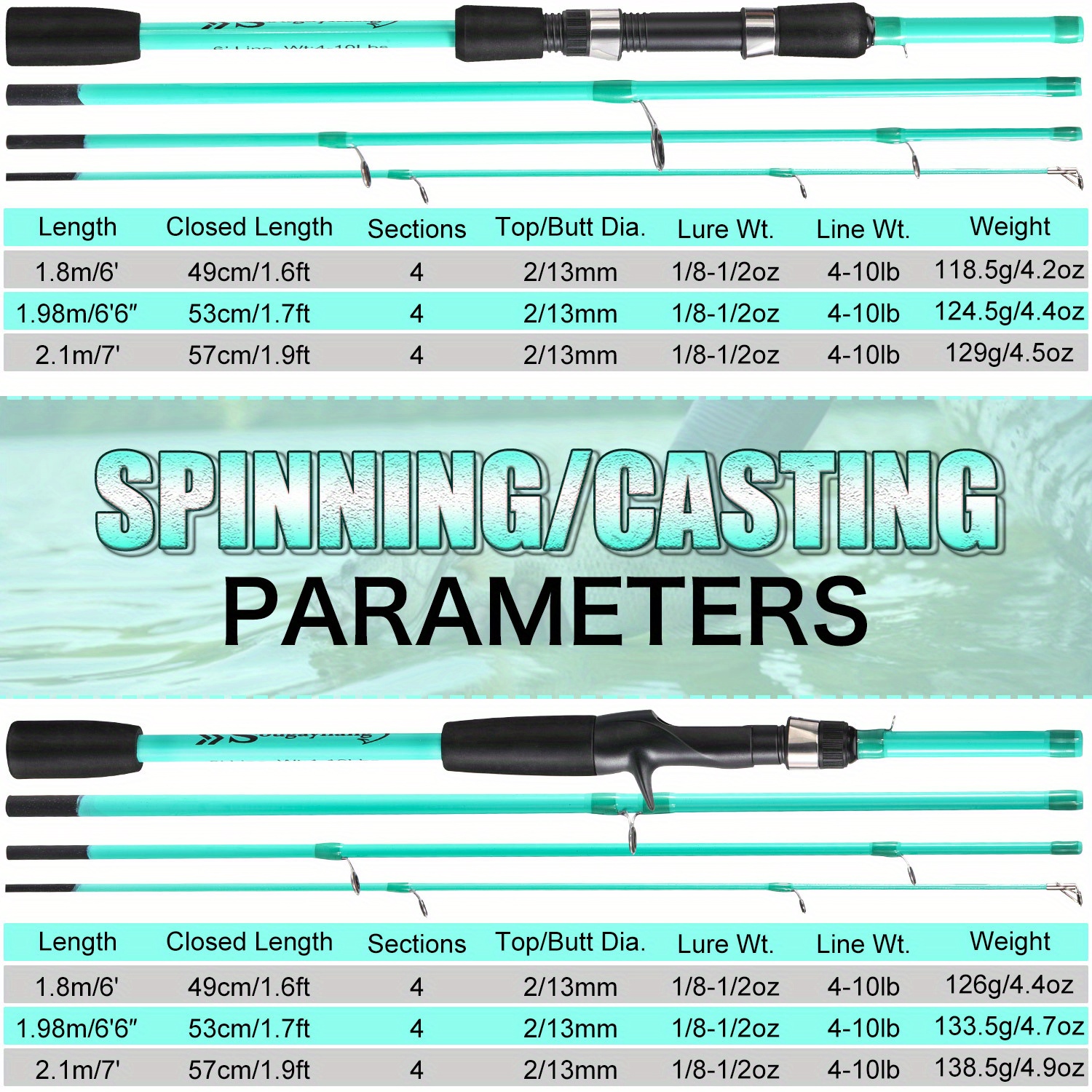  Sougayilang 4 Pieces Insert Spinning/Casting 6'6