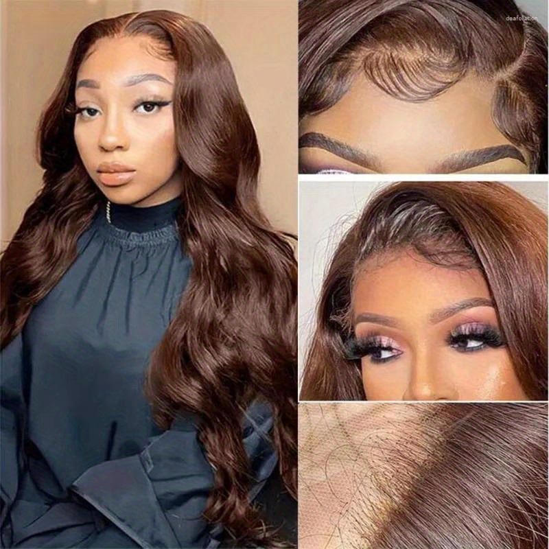 Chocolate Brown Lace Front Wig Human Hair 250 Density 13X4 Body Wave Lace Front Wig Human Hair Colored Hd Transparent Wigs