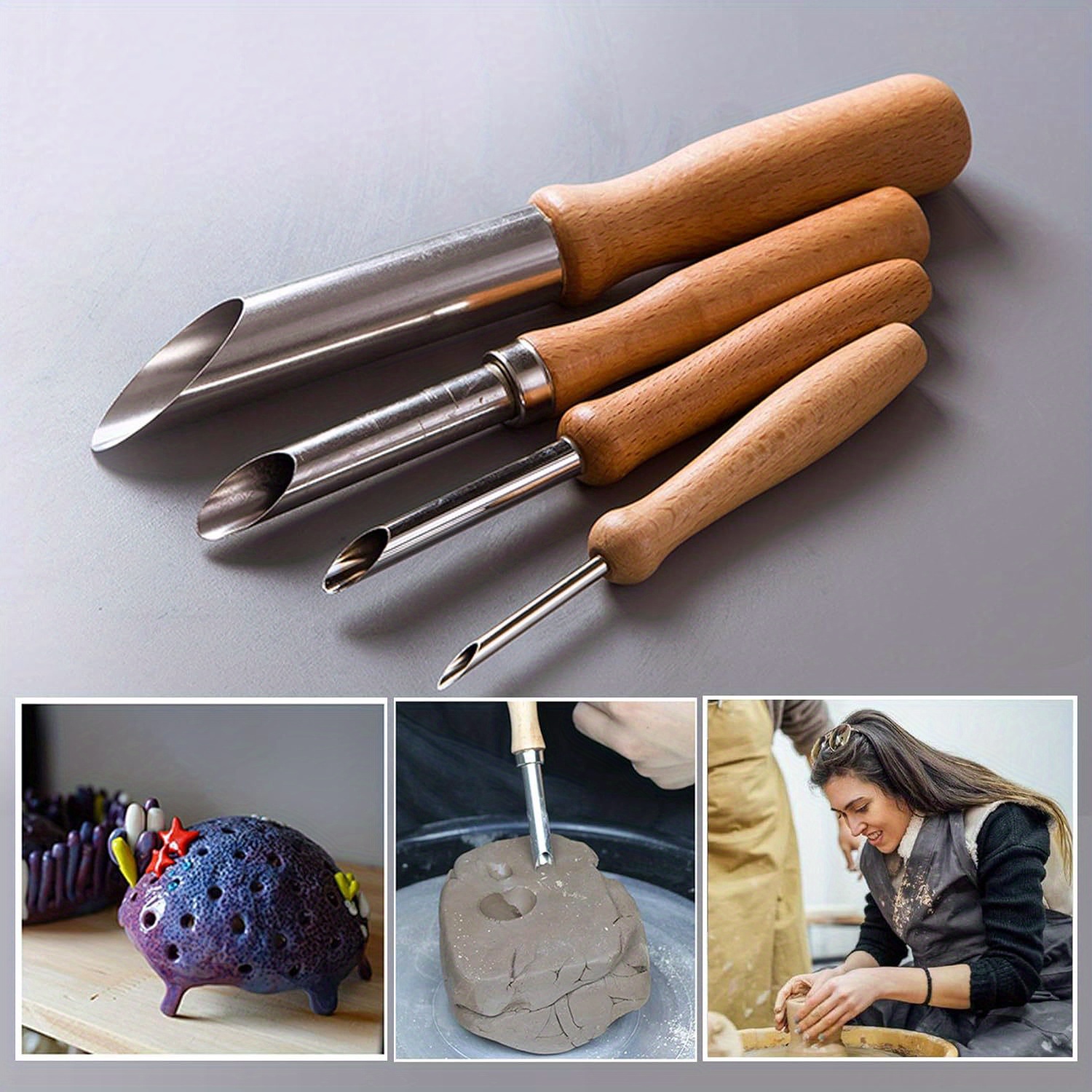 61pcs Clay Sculpting Shapers Carving Wooden Clay Tool Set for Potters  Beginners